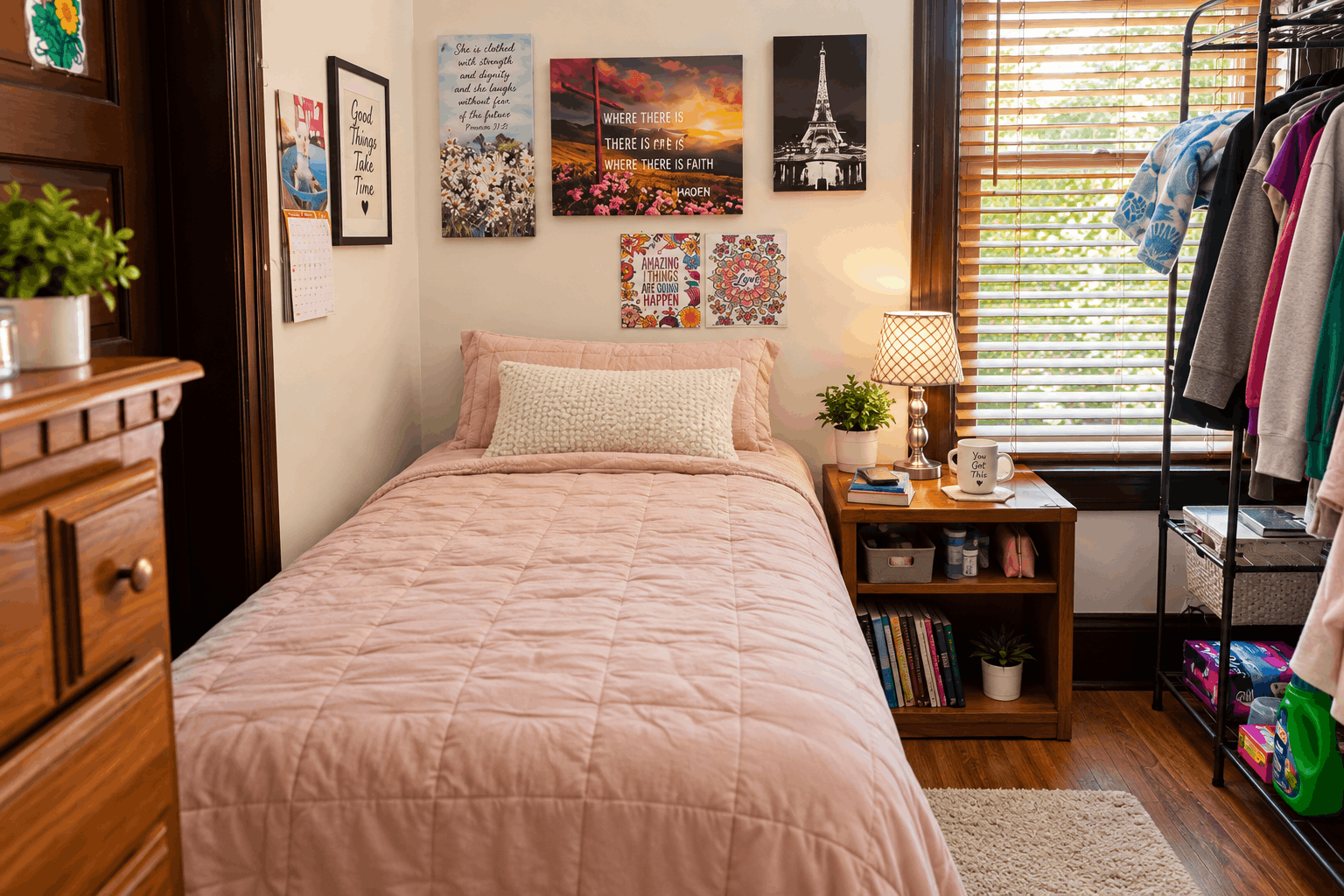 Bedroom pink sheets